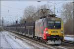 1116.153 fuhr am 30.12.14 mit GEFCO-Leerzug durch Götzendorf Ri. Hegyeshalom.