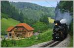 MzB unter Dampf - Sonderzug R 19259 von St. Plten Hbf nach Mariazell wird jeden 1. Sonntag im Monat bis einschlielich 03. Oktober 2010 in Verkehr gesetzt. Ab Ober Grafendorf kommt die Mh.6 zum Einsatz.
Laubenbachmhle; 04. Juli 2010