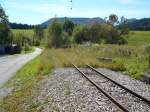 Kurz nach dem Bahnhof Mariazell enden die Geleise der Mariazellerbahn.