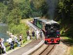 SKGLB 22 (vorher war Aquarius C) bespannte am 19.7.2018. den Foto-Sonderzug von Mauterndorf nach Murau und zurück. Wir haben viel Glück mit dem Wetter. Das Bild zeigt den Zug bei St. Ruprecht.