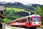 R 5904 bestehend aus 5090 007 und Beiwagen ist gerade in Krimml angekommen (1. September 1992)