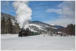 Winterwonderland II - Auf der Pinzgaubahn fährt die Dampflok MH3, mit einem Dampfsonderzug von Zell am See nach Krimml.