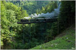 Uv 1 der Ybbsthalbahn Bergstrecke rollt mit dem Ötscherland Express über das Wetterbachviadukt. 13_7_2013