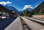 Blick auf den Bahnhof Mayrhofen im Zillertal, am 31.8.2016.