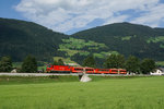 Sommerferien 2016 im Zillertal: D 13 der Zillertalbahn verlässt am 24.07.2016Schlitters in Richtung Jenbach.