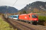 1216 238 mit RJ71 bei Payerbach am 2.11.2017.