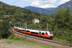 Am heutigen 18.8.18 fuhr der City-Jet 4744.070 die Regionalzüge am Semmering,hier bei Küb.