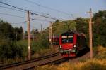 Im traumhaften letzten Licht des 23.08.12 fhrt der Railjet fifty-one, gezogen von BB 1116 251,als RJ 632 von Villach nach Wien.