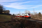 Der frühe Nachmittag des 6.01.2018 verhieß etwas Sonnenschein . 
Ein Zeichen für mich mal etwas anderes vor die Linse zu holen. +
Ein Cityjet ( BR4744 ) kurz nach Ehrenhausen in Richtung Spielfeld.   
