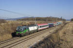 Am 24. März 2022 ist 193 730 mit EC 151 (Wien Hbf - Ljubljana - Trieste c.le.) unterwegs und hat vor wenigen Augenblicken den Bahnhof Leobersdorf passiert. 