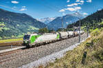 RAILPOOL 193 812-5 der SETG durchfährt mit dem zweiten Teil des Kreidezugs aus Slowenien, den ehemaligen Bahnhof Angertal.