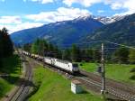 Zwei 193 der SETG fahren am 10.5.2015 mit einem Güterzug in Richtung Mallnitz-Obervellach. Hier zu sehen bei der Durchfahrt durch den Bahnhof Penk.