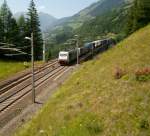 186 444 + 189 XXX von Lokomotion am 5.7.2015 mit einem Güterzug auf der Pfaffenberg-Zwenberg-Brücke.