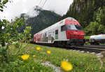 Nachschuss der ASTB 9611 nach Mallnitz-Obervellach bei der Ausfahrt aus dem Bahnhof Böckstein.