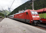 Nachschuss vom EC 114  Wörthersee  (Klagenfurt Hbf - Dortmund Hbf), mit 101 059-4 als Schublok.
Aufgenommen am 5.6.2016 im Bahnhof Böckstein.