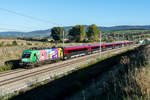 Die neue ÖBB-Werbelok 1116 168 #NASICHER, unterwegs mir dem railjet 740. Die Aufnahme entstand am 12.10.2019 kurz vor dem Bahnhof in Tullnerfeld.