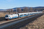  Ski Austria , unterwegs mit dem railjet 646 nach Salzburg. Tullnerfeld, am 07.01.2017.