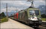 1116 264  EUROMOTION  und eine Schwesterlok schleppen den OEC 162  TRANSALPIN , Wien Westbahnhof - Basel SBB, durch das Inntal in Richtung Wrgl. (02.08.2009)
