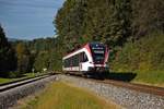 Der nach Graz Hbf fahrende GKB Triebwagen 63.12 passiert gerade die Abzweigung der Sulmtalbahn. (12.09.2018)