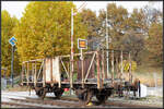 26.10.2023 In EKK mit Bremserbühne steht vor dem Teml ( Technisches EIsenbahn Museum ) im Lieboch und wartet auf eine wohl ungewisse Zukunft . 