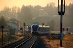 Seit einigen Jahren gibt es im Bahnhof Sankt Martin im Sulmtal Bergla planmäßig Zugbegegnungen der Linie S6. So wie auch hier am Morgen des18.03.2015