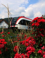 lediglich ein Bauzaun stört die Kulisse noch einem  aufgelassenen Eisenbahnübergang bei Deutschlandsberg .