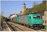 185.576 und 185.550 mit dem Getreidezug 96476; Greifenstein-Altenberg, 17.4.2010.