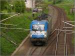 Ein seltener Gast auf der Montzenroute am 8.Mai 2012. Die 1216 922 im Dienst als Schublok am Gemmenicher Tunnel. 