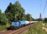 Die 740 413 mit einem Gaskesselzug am 17.08.2013 unterwegs bei Janovice.