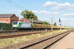 187 316-5 Railpool GmbH für SETG - Salzburger EisenbahnTransportLogistik GmbH mit einem Holzzug in Großwudicke und fuhr weiter in Richtung Stendal. 15.07.2018