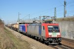 482 042 & 041 am 29.03.14 mit dem Schlammkreidezug bei Waldtrudering/München