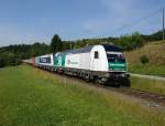 Die neue STB (Steiermarkbahn) 1223 004 (umgezeichnete/umlackierte ex ER 20-004) war gestern den 31.08.2013 mit dem  Hodos-Umleiter  STEC 4330 von Graz in Richtung Szentgotthard unterwegs, und wurde von mir bei Autal fotografiert. Die zweite Lok dieses bunten Tandems war die Metrans 761 006.