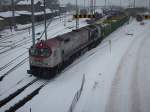 OHE Osthannoversche Eisenbahnen AG Auch als Rangierlok l�sst sich der Tiger 330092 von der OHE einsetzen, als Dieser am 19.Januar 2010 in Bergen/R�gen rangierte.