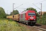 OHE 270082 mit Holzzug in Hannover Limmer am 15.08.09 ... OHE 270082 mit Holzzug in Hannover Limmer am 15.08.09 ...