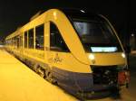 ostseelandverkehr-gmbh-ola TW 704 der OLA abends in Schwerin HBF am 12.02.2010.