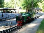 parkeisenbahn-dresden F�r Dampflok LISA ist Feierabend, sie f�hrt ins Depot am Bahnhof Zoo; Parkeisenbahn Dresden, 27.06.2010
