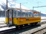 personenwagen RhB - Aussichtswagen B 2102 abgestellt in St.Moritz am 07.04.2010