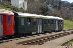 Personenwagen SBB Leichtstahl-Wagen AB4� von 1954 des Eisenbahnclub Schaan-Vaduz Liechtenstein, beim Fotohalt in Magadino-Vira Kanton Tessin M�rz 2010