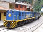 Frontansicht der ALCo Lokomotive 481 whrend der Einfahrt in den Bf Aguas Calientes zu Fen von Machu Picchu am 30.08.2006