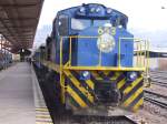 Frontansicht der ALCo Lokomotive 653 im Bf Cusco vor der Abfahrt nach Puno am 02.09.2006