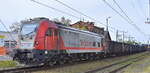 P.U.K. KOLPREM Sp. z o.o., Dąbrowa Górnicza [PL] mit der DRAGON 2 Lok  E6ACTa-013  [NVR-Nummer: 91 51 3160 439-8 PL-KLP] und einem Ganzzug Hochbordwagen am 04.05.23 Durchfahrt Bahnhof Kostrzyn nad Odrą (Polen).