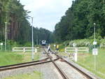 Der Bahnübergang in Swinoujscie Centrum am 14.06.2017.