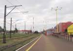 Der Bahnhof Swinoujscie Port, der direkt hinter den Bahnhof Swinoujscie anschließt, am 31.05.2014.