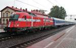 Am 7.7.2012 steht 370 003  Dnemark  im Bahnhof Rzepin mit einem EC nach Gydnia zur Abfahrt bereit.