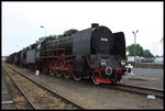 Pt47-106 stand in einer langen Reihe ausgemusterter PKP Dampfloks am 19.05.2016 an der Ladestraße im Bahnhof Wolsztyn.