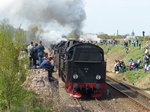 Party an der Dampflok: Tkt48-18 und nachfolgende Loks begeistern die vielen Bahnfreaks. 30.4.2016