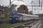WĘGLINIEC (Woiwodschaft Niederschlesien), 10.10.2012, SU46-032 mit dem IC 249 nach Kraków bei der Einfahrt