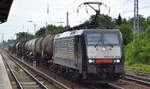 DB Cargo AG  mit der polnischer MRCE Dispo  ES 64 F4-456   [NVR-Nummer: 91 51 5170 030-8 PL-DISPO] und einem Kesselwagenzug am 20.06.19 Berlin Hirschgarten.