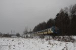 Modernisiert EN57-730 der Schlesischer Bahnen in Tichau am 22.02.2013.