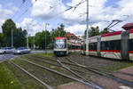 Pesa 120Na (1015) vom ZTM Gdańsk (Städtischer Transportbetrieb Danzig) im Danziger Stadtteil Langfuhr.